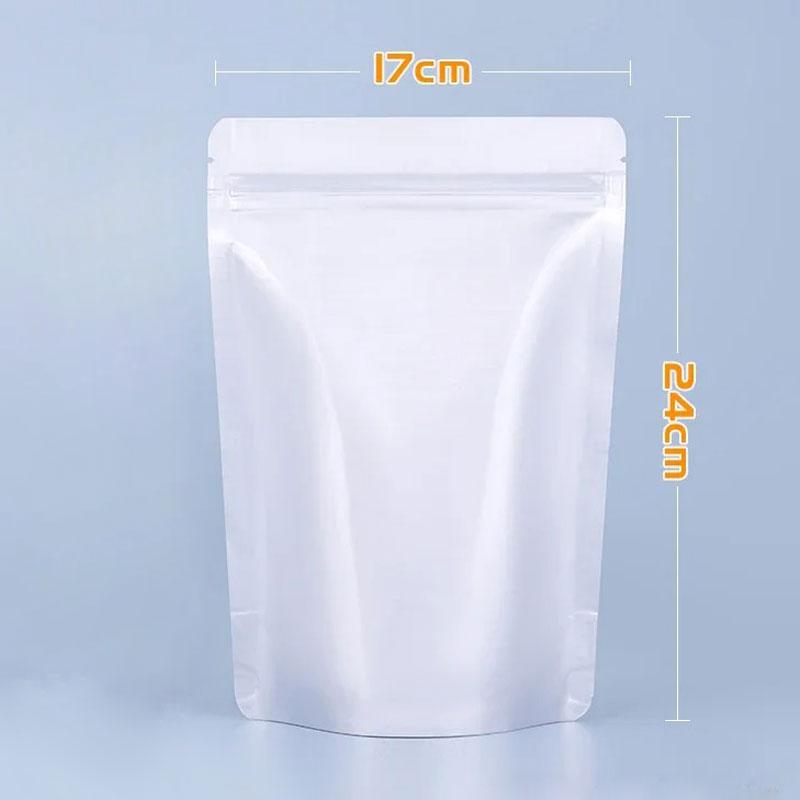 50 шт. Серебристый цвет, многоразовая сумка из алюминиевой фольги, матовая стоячая сумка для упаковки пищевых продуктов, самозакрывающиеся пластиковые пакеты на молнии с широким дном