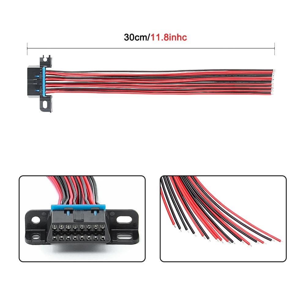JieYuan 30cm 16pin Female to Male DIY OBD2 Auto Extension Cable Automotive Car Diagnostic auto Tool Scanner OBDII Connector