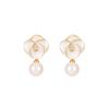 Real Gold Electroplated Silver Needle Petal Zircon Pearl Earrings French Retro High-End Earrings Niche Light Luxury Earrings Women