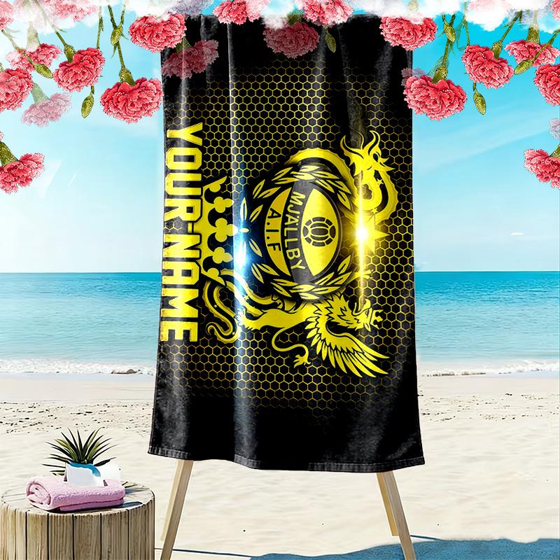 Mjällby AIF Print Beach Towel, Large Soft Quick Dry Towel for Beach Camping Swimming
