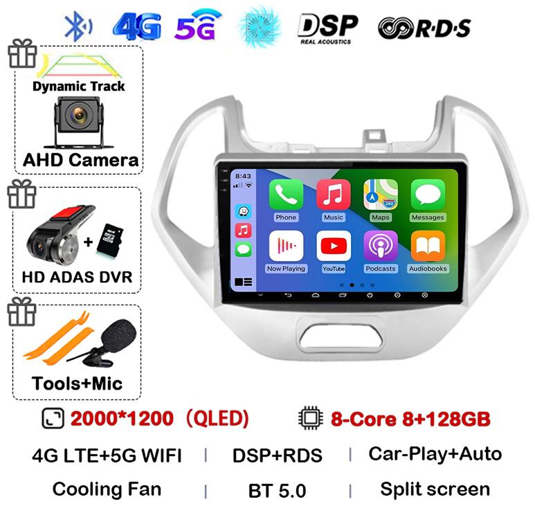 Android 14 Carplay Auto 4G WIFI For Ford FIGO KA 2015 2016 2017 2018 2019 2020 Car Radio Multimedia Stereo Video Player GPS DSP