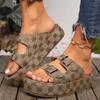 Fashion Summer Holiday Printing Women Slippers Vacation Travel Beach Double-buckle Sandals Fashion Platform Home Slippers Slides Women