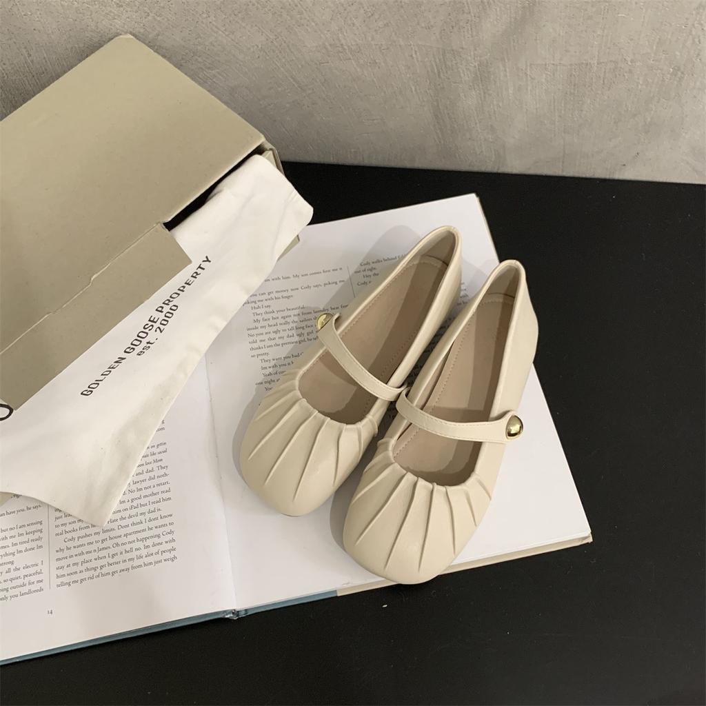 Women Vintage Mary Jane Shoes Leather Flats Dress Shoe New Autumn Shallow Soft Soles Leather Shoes Casual Buckle Shoes Footwear
