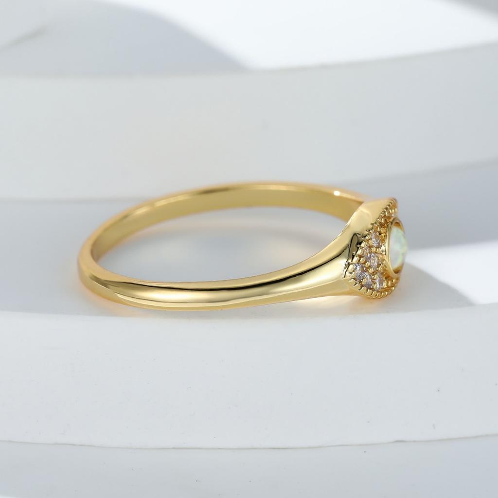 Hot Selling European and American Fashion Ring with Round White Micro Inlaid White Diamond Devils Eye