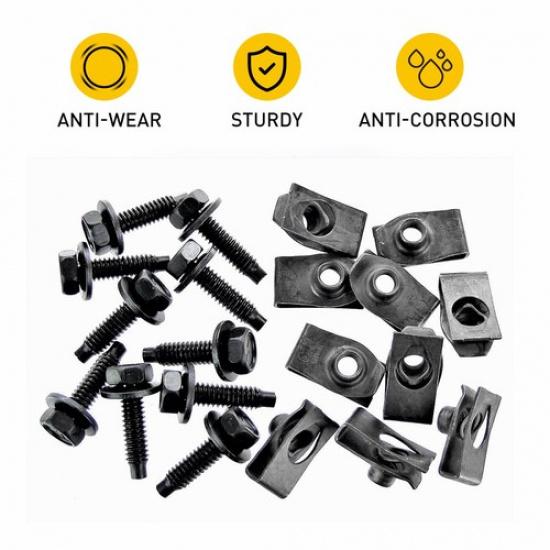 20PCS Bolts Body U-Nut - Clips Engine Under Splash Cover Shield Guard Universal