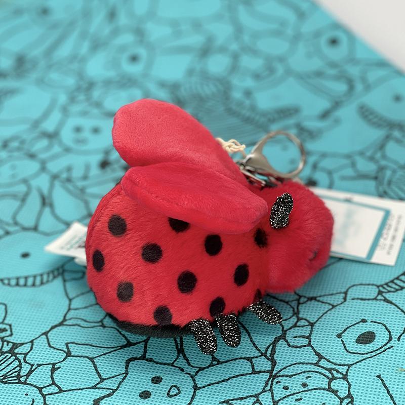 JC Red Ladybug Bag Charm Insect Keychain Pendant Includes a 20 cm x 27 cm Green Dust Bag With Tags Gift Tag Charm