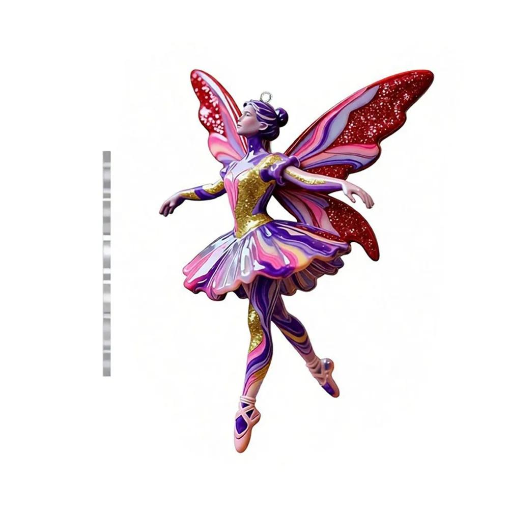 Новый 2D Плоский Рождественский Подвесной Кулон Балерина Блестящее Рождественское Дерево Подвесное Украшение Имитация Акриловый Брелок Шармы для Сумки