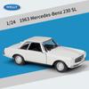 Welly 1/24 Mercedes-Benz 230SL 1963 Металлическая модель автомобиля Литье под давлением и игрушечные транспортные средства Коллекционная игрушка Автомобиль Подарки на день рождения для мальчика