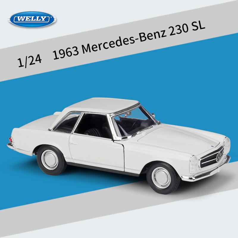 Welly 1/24 Mercedes-Benz 230SL 1963 Металлическая модель автомобиля Литье под давлением и игрушечные транспортные средства Коллекционная игрушка Автомобиль Подарки на день рождения для мальчика