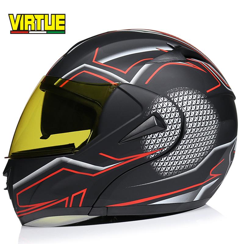 VIRTUE Motorsport Electric Non Motorcycle Helmet Men's Half Helmet Double Lens Full Helmet Running Helmet Carbon Fiber Pattern Road