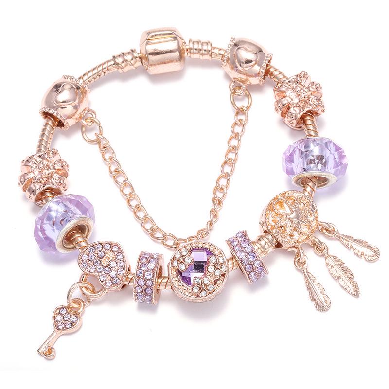 2019 New Crystal Women's Bracelet with Ferris Wheel & Heart Key Pendant