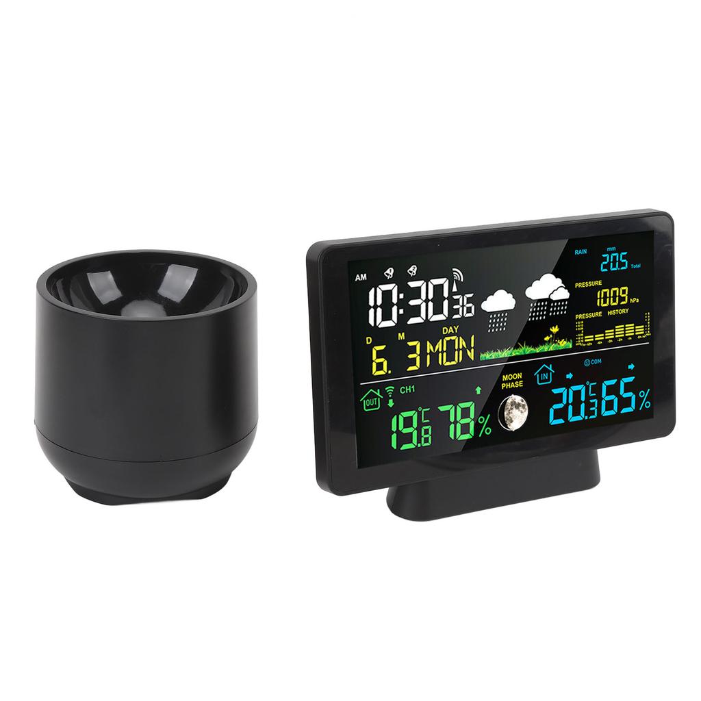 Digital Weather Clock Home Wireless Indoor Outdoor Temperature Alarm Clock 7.5in Color Display