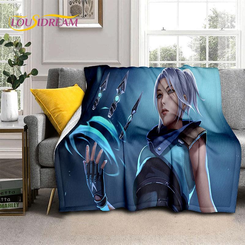 Мультяшное Игровое 3D Покрывало VALORANT для Геймера, Мягкое Пледовое Покрывало для Дома, Спальни, Кровати, Дивана, Пикника, Путешествий, Офиса, Покрывало для Отдыха, Детское