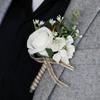 Flower Shaped Bridegroom Brooch Faux Silk Flower Suit Coat Pocket Decorative Corsage Imitation Rose Flower Gown Brooch Pin