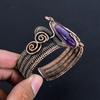 Аметистовый браслет-манжета, браслет-бенгл с настоящим драгоценным камнем, браслет, обернутый медной проволокой 999 пробы, украшения ручной работы, регулируемый браслет для подарка, женские украшения