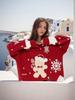 2026 European Women's Round Neck Christmas Cartoon Knit Sweater