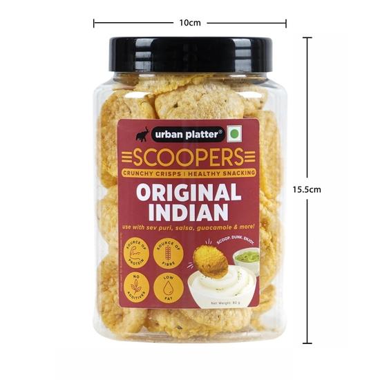 Urban Platter Scoopers Original Indian, 80g (Crunchy Crisps Made with Popped Corn for Gluten-Free Snacking)