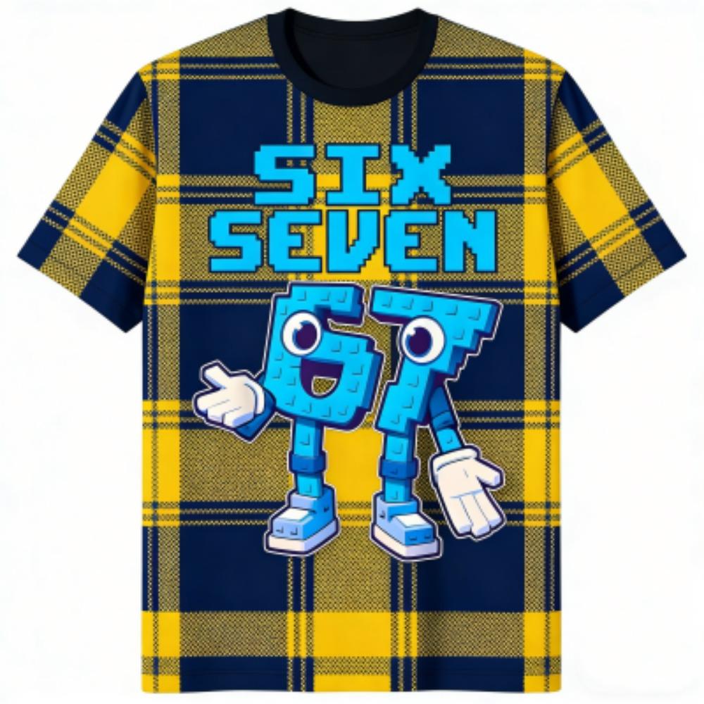 Fashion Kids T-Shirt 67 Six Seven Stripe Print Boy and Girl Tees Top Summer Short Sleeve O Neck Casual Outdoor Kids Clothing