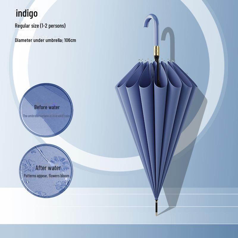 Водонепроницаемый автоматический зонт большого размера с 16 спицами и изогнутой ручкой для мужчин и женщин