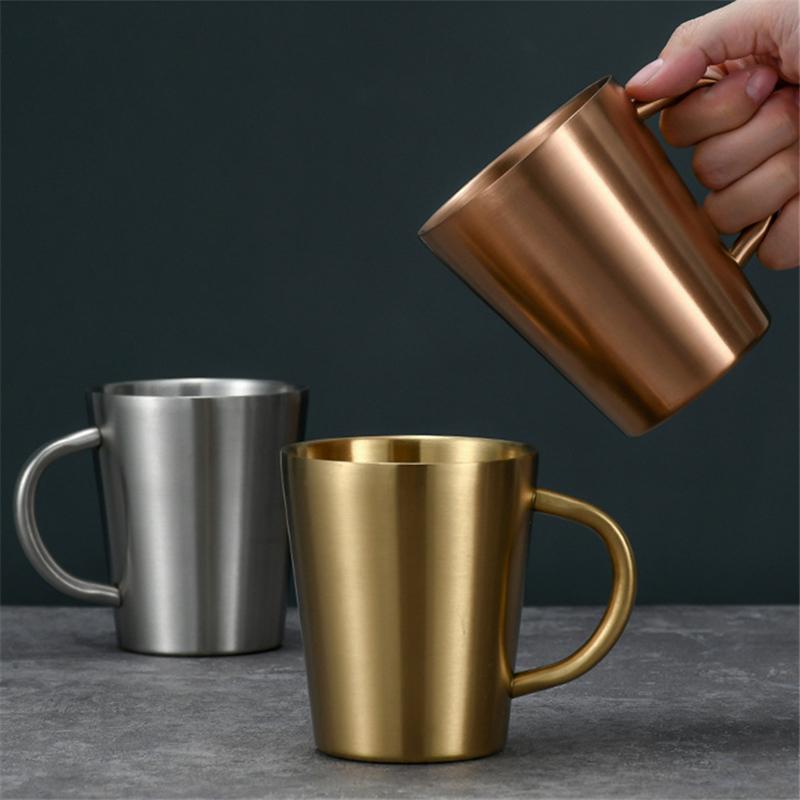 Корейская двухслойная пивная кружка из нержавеющей стали для чая, изолированная, противоожоговая кофейная кружка с ручкой, стакан для кухни, посуда для питья