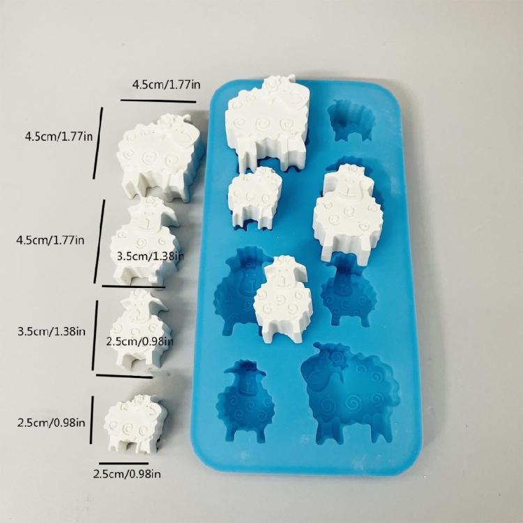 Flexible Silicone Moulds Cute 8 Cavity Sheep Animals Shape Chocolate Pastries Ice Molds for Home Decors and Holiday Gift