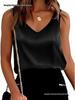 Женская атласная повседневная майка на бретельках с V-образным вырезом