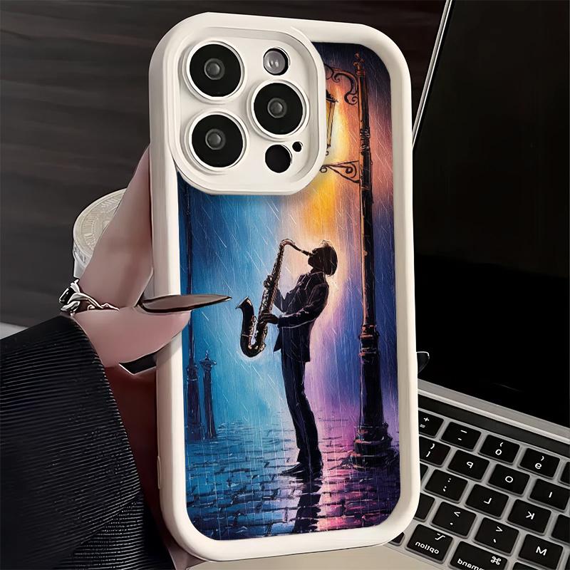 Чехол для телефона iPhone 17 Air 16E 15 16 Pro Max Саксофон Музыкальный инструмент Обложка 14 Plus 13 12 Mini Мягкий силиконовый Fundas