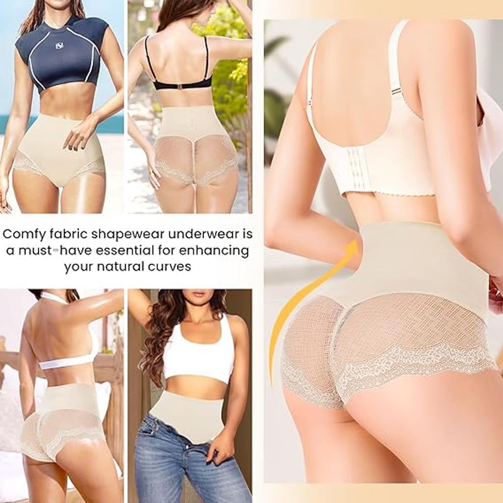 Женское утягивающее нижнее белье с высокой талией, утягивающие трусики с высокой посадкой, бесшовные сексуальные кружевные трусы, женские утягивающие трусы, корректирующее белье