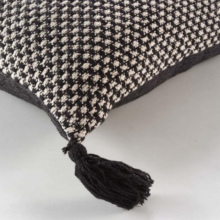 Coussin - Jennie - Noir - 40x40 cm - Déhoussable - Contemporain - Oeko-Tex®