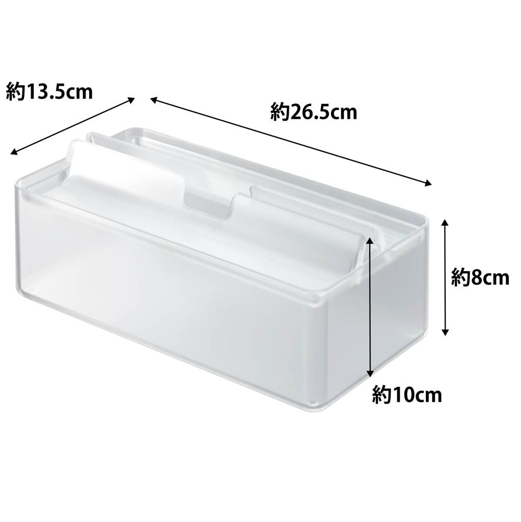 Yamazaki Paper Towel Case with Tray X X Smart Tissue Soft Pack Box Type 3126 Lid, Clear, Approx. W26.5 D13.5 H10cm, Case, Compatible, Compatible,