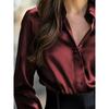 Women S Long Sleeve V Neck Button Down Solid Color Elegant Blouse