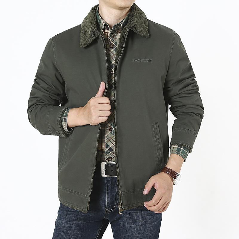 Осенне-зимняя повседневная утолщенная теплая куртка с лацканами, бархатная куртка для мужчин из чистого хлопка, хлопковая подкладка, одежда для мужчин