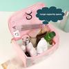1Pc Portable Makeup Bag Cute Large Capacity Travel Washroom Transparent Storage Bag For Girls