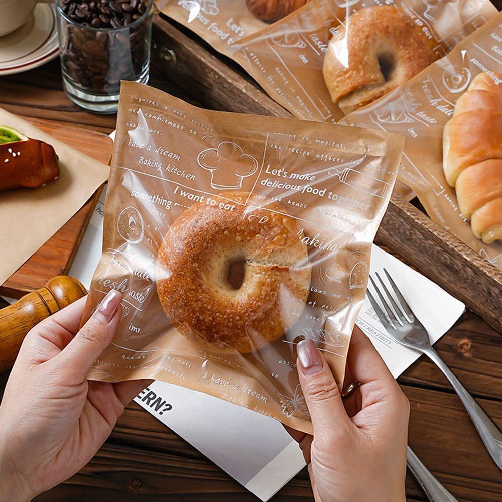100 шт. Пакет для упаковки пищевых продуктов с мультяшным рисунком, термостойкий пакет, пакет для тостов, пончиков, бейглов