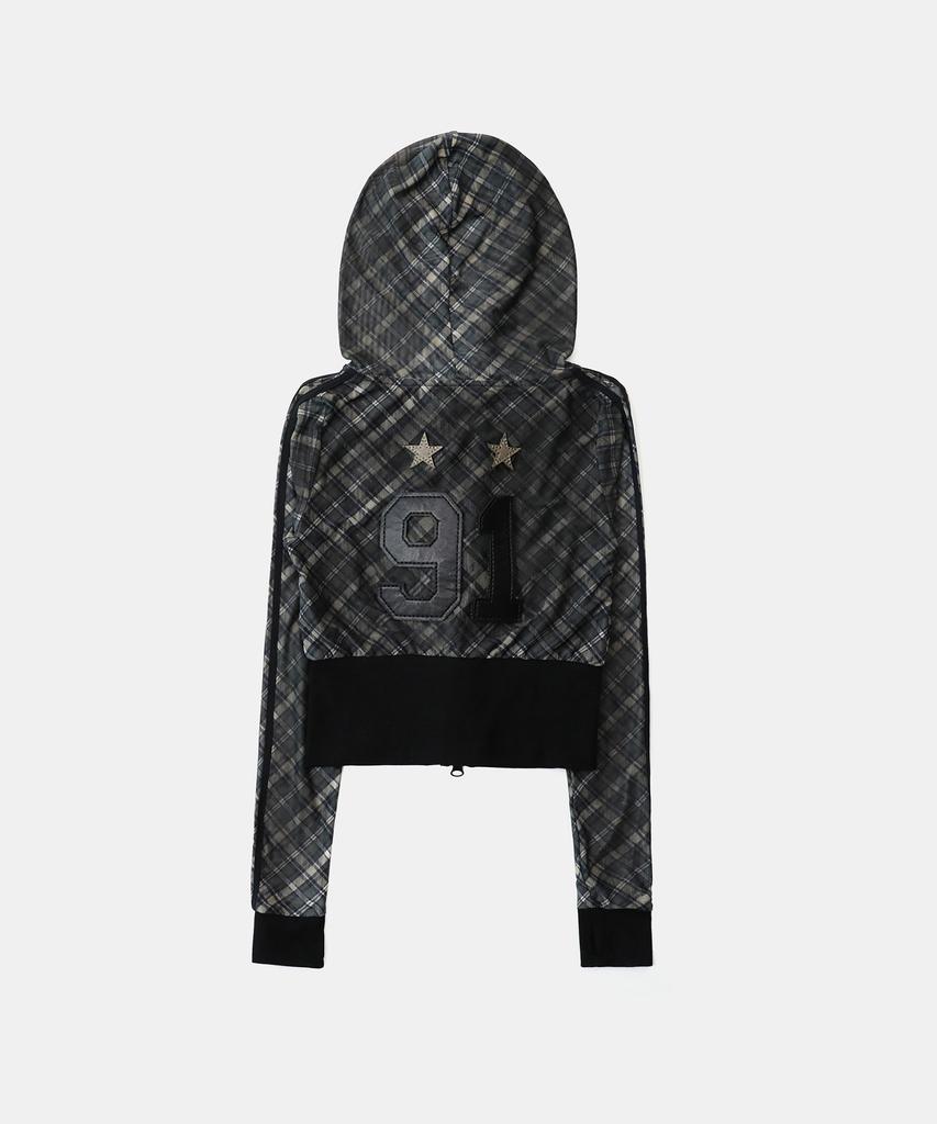 Badblood [Aqua] Винтажная толстовка на молнии Club Slim Fit - Черная клетка