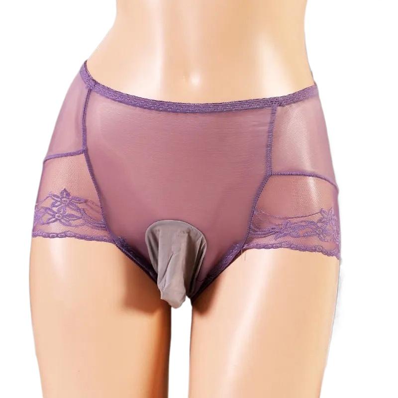 Большой размер Sissy Pouch Трусы Мужские Вышивка Кружево Прозрачные Стринги Кроссдресс Разделитель Пули Нижнее белье Гей Клуб Нижнее белье