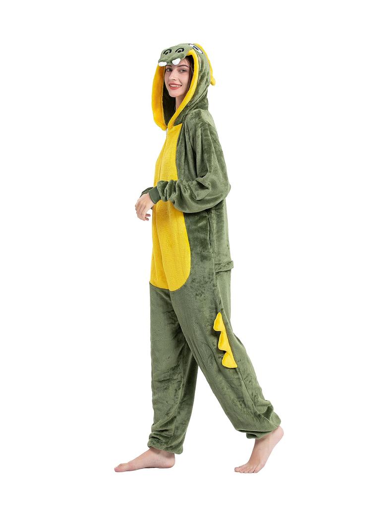 Dorawithme Crocodile Kigurumi Pajamas for Adults, Loungewear, Animal Cosplay Costume, Halloween, Christmas, Unisex (XL)