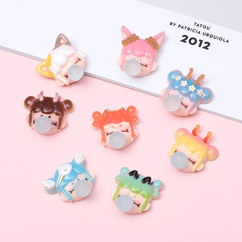 Cartoon Girl Bubble Dragon DIY Phone Case, Patches, Hair Clip, Crocs, and Water Bottle Decor.