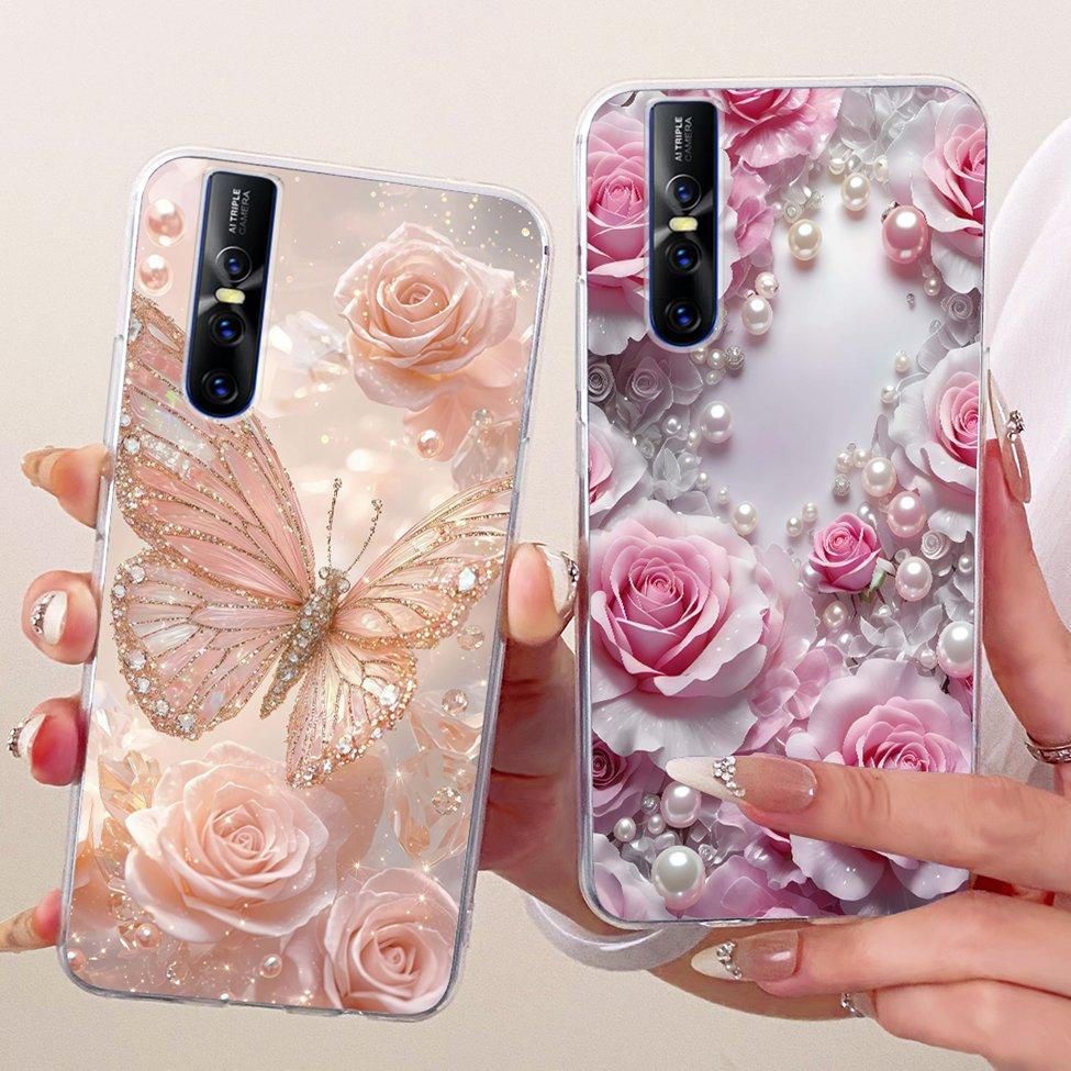 Casing For Vivo V15 Pro Cover Transparent Cute Cat Fashion Butterfly Funny Painted Phone Case For Vivo 1818