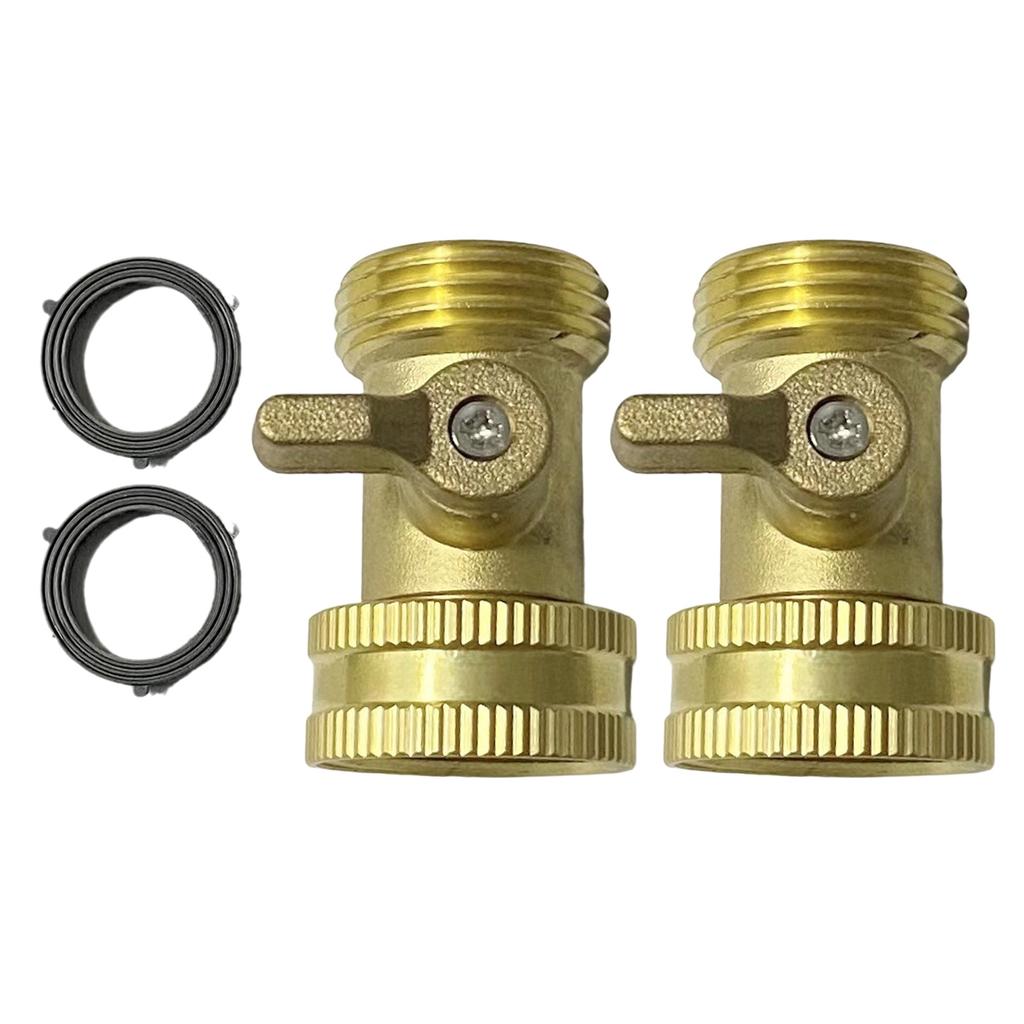 2 Pieces Portable Sturdy Brass Hose Shut Off Valves with Extended Handle Fit 3/4Inch Garden Hose Connectors Daily Use