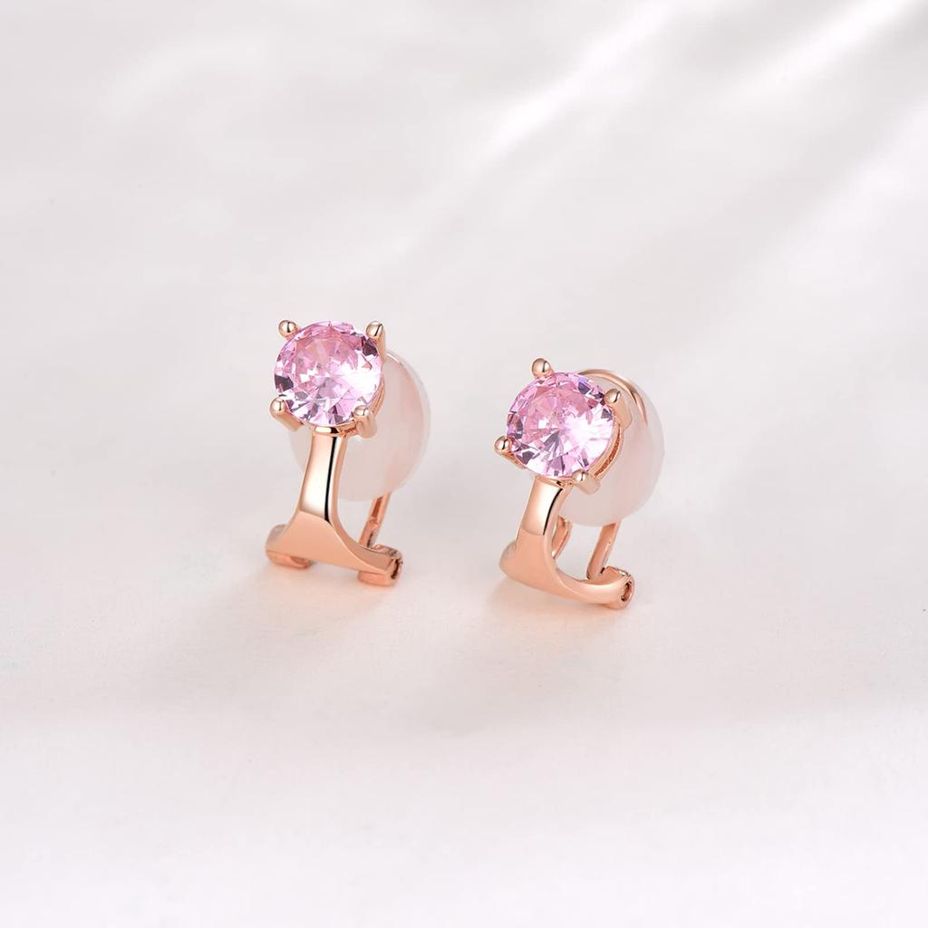 Free Bird Tourmaline Earrings for Pink 925 Metal Allergy Earrings for October Christmas Gift Women, Gold, Silver, Compatible, Non-pierced Women,