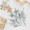 10/20/30Pcs Artificial Snowy Pine Branch 5 Fork Faux Greenery Stem Fake Plants Pick Xmas Holiday Wedding Party Home Decoration