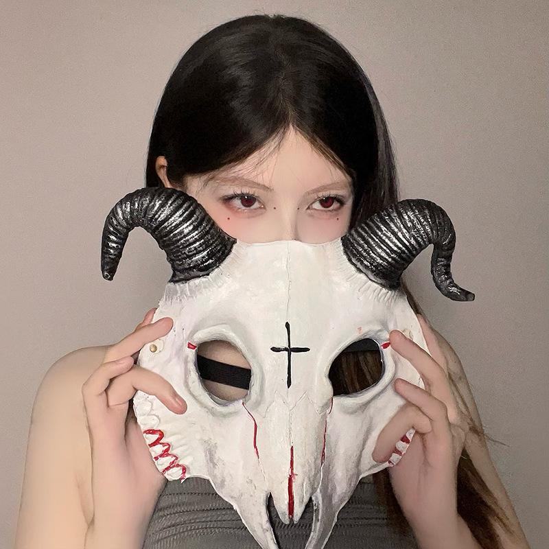Имитация животного Козла Полнолицевая Маска Хэллоуин Танцевальная Вечеринка Для Взрослых Прямая Трансляция Маска Для Лица Реквизит Череп Овцы