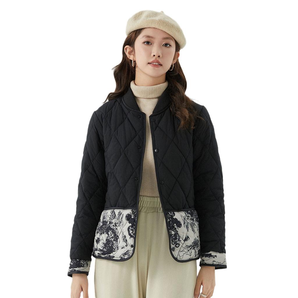 Женская осенне-зимняя теплая легкая повседневная одежда с длинными рукавами в китайском стиле с нитками и воротником снаружи из хлопка 2522