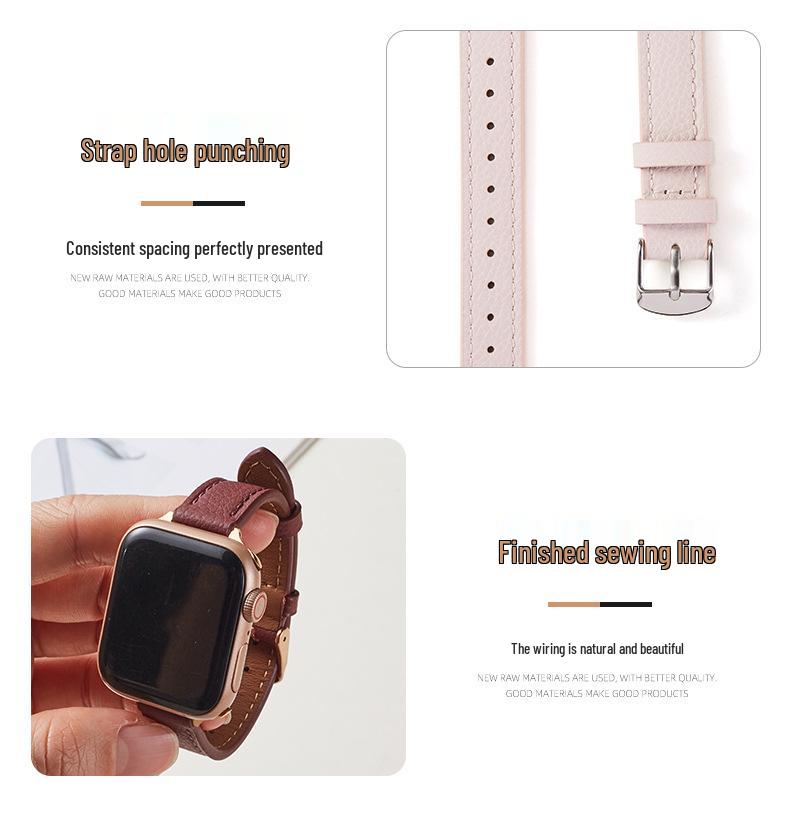 Тонкий ремешок из натуральной кожи с узором «ли Чи» для Apple iWatch