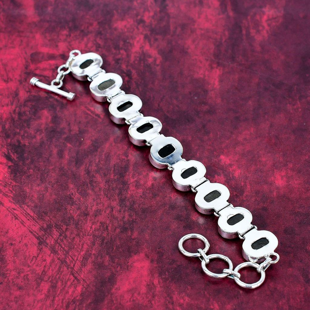 Silver Sheen Obsidian Bracelet Handmade Gemstone Jewelry, 925 Solid Sterling Silver Bracelet Unique Design Jewelry, For Women