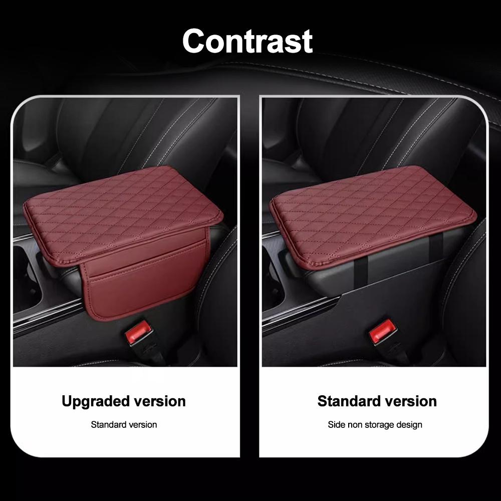 PU Leather Car Armrest Mat Center Console Arm Rest Protection Cushion With Storage Pockets Armrests Storage Box Cover Pad