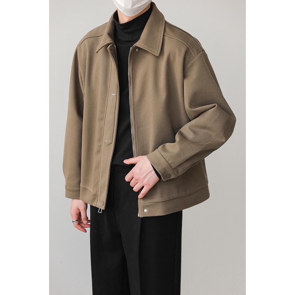 Men's Loose Fit Retro Woolen Lapel Jacket - Korean Autumn/Winter Style