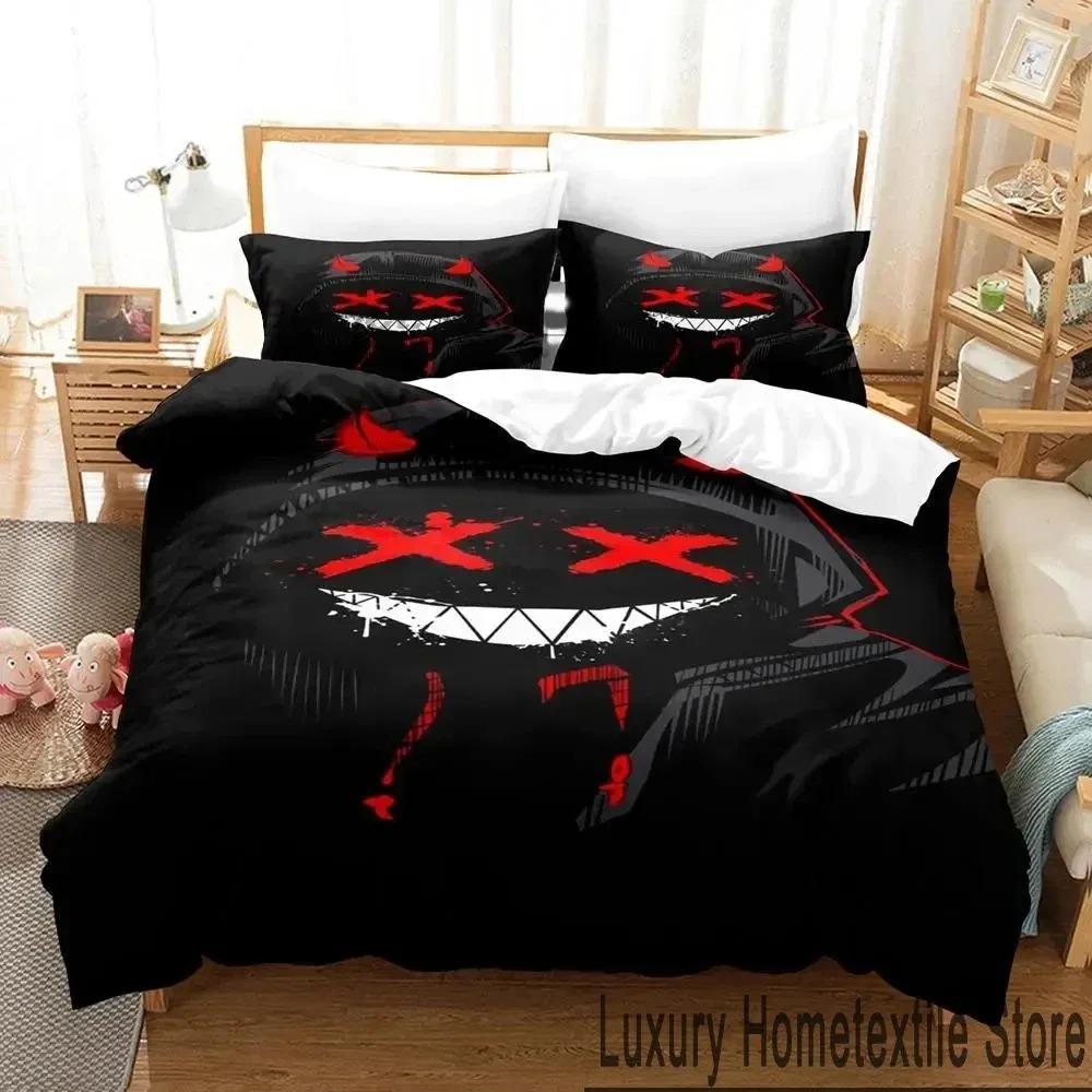 3D Print XOXO Devil Smiling Face Bedding Set Duvet Cover Bed Set Quilt Cover Pillowcase Comforter King Queen Size Boys Adult
