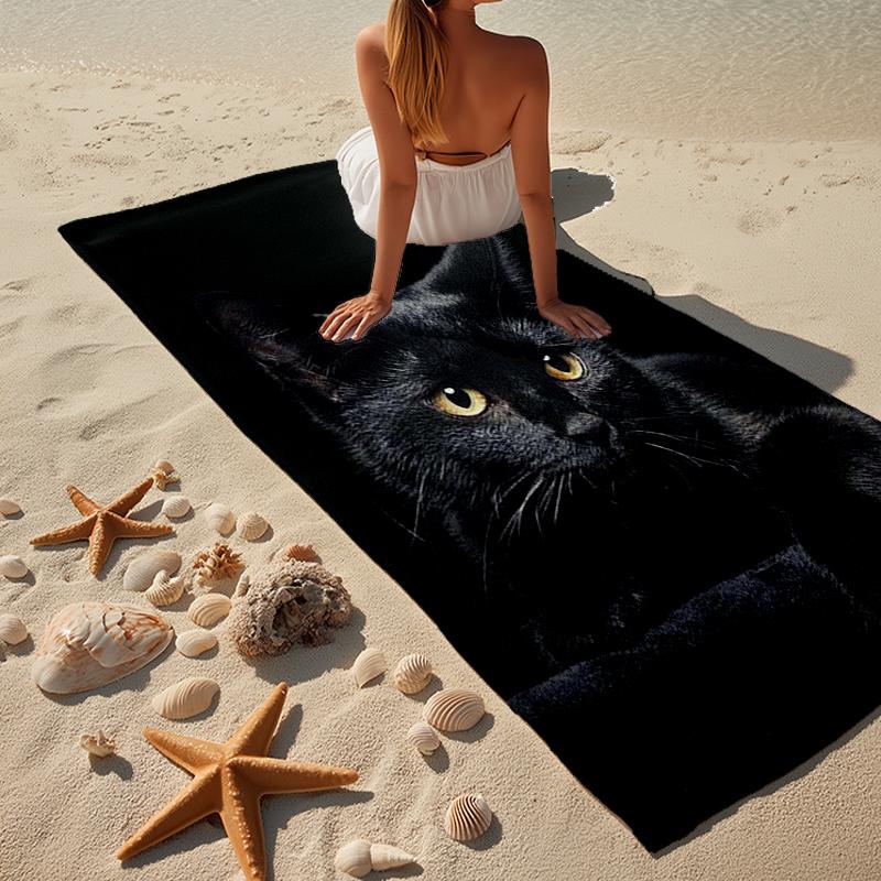 Glamorous Cat In Shades Beach Towel, Super Soft Microfiber, Gift for Her/Him, Birthday, for Pool, Beach, Travel, Home Decor Fan gifts